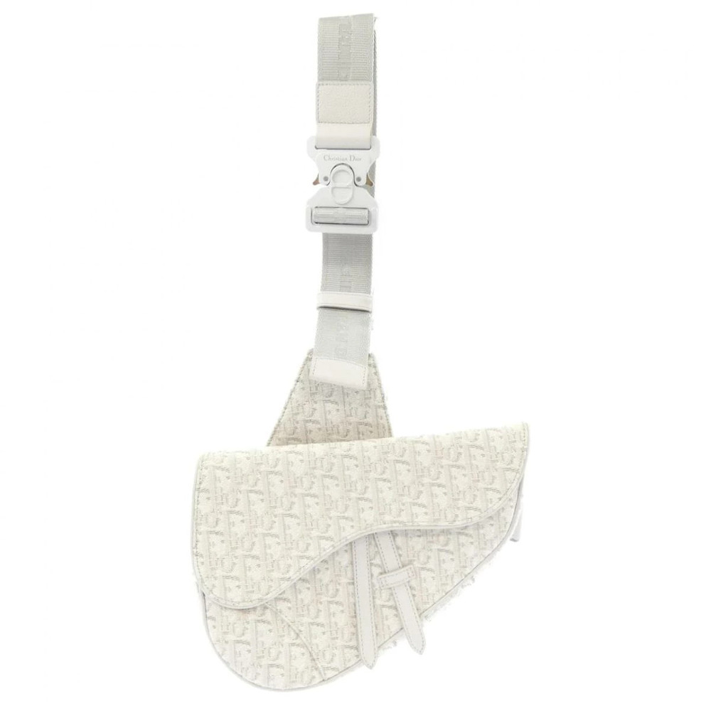Dior Oblique Canvas Saddle Sling Bag buckle White